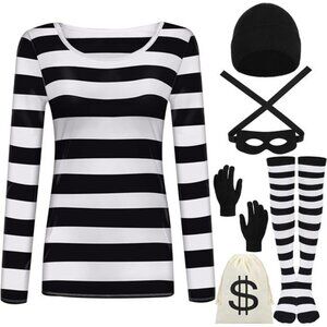 Women's Robber Costume Set - Cosplay Thief Accessories for Halloween Party